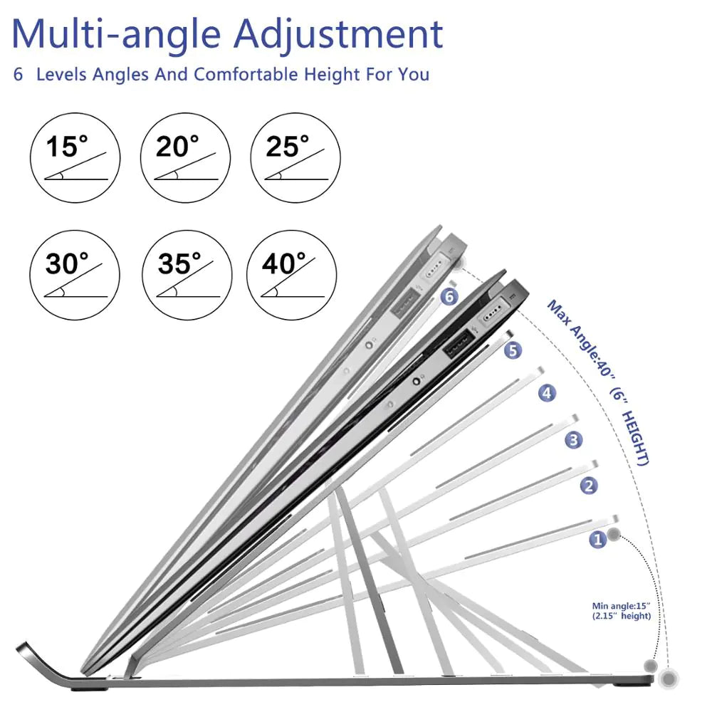 Premium Aluminum Laptop Stand – Lightweight, Adjustable & Portable