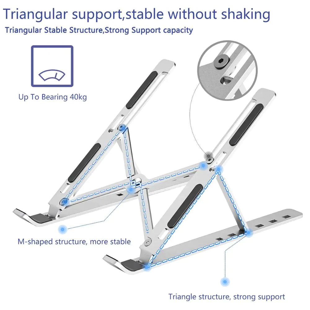 Premium Aluminum Laptop Stand – Lightweight, Adjustable & Portable